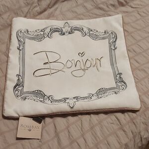 Bombay Company Cream, Gray, and Gold Bonjour Decorative Pillow Cover